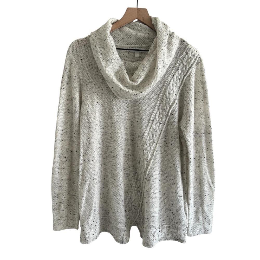 Croft & Barrow Cowl Neck Sweater Large Cable Knit Long Sleeve Cozy